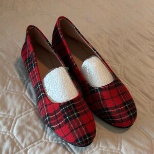 Plaid Red and Black Women's Flats